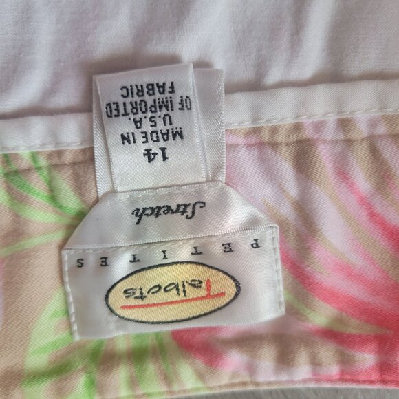 Talbots Petite A-Line Floral Skirt Size 14P Beige & Pink - Picture 4 of 5